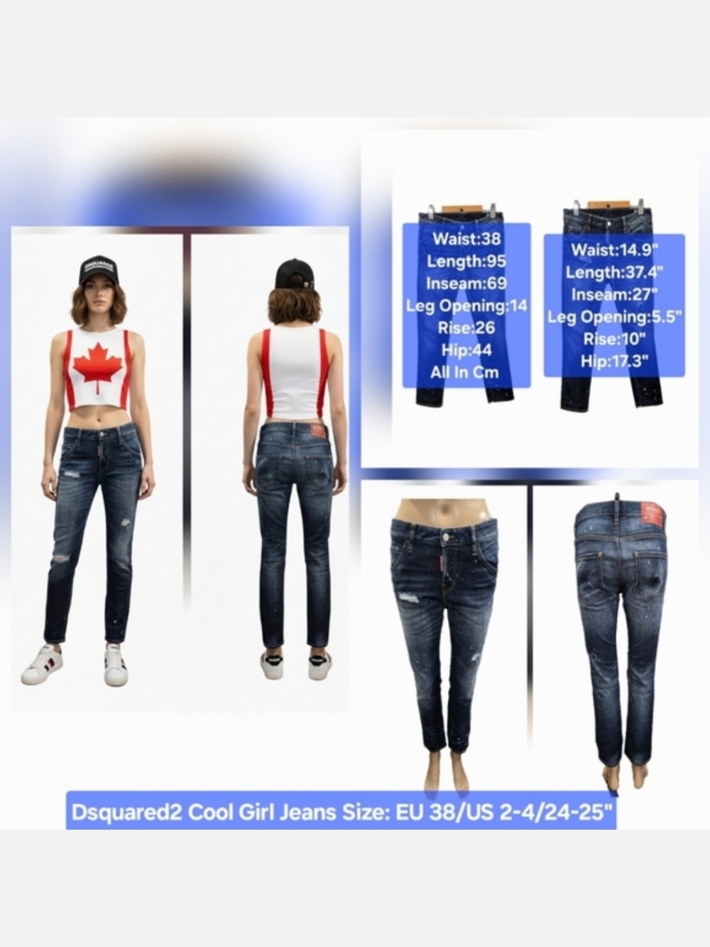 Dsquared2 Cool Girl Jeans Size: EU 38/US 2-4/24-25"